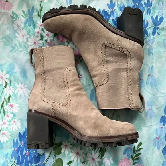 Rag & Bone Shiloh Mid Chelsea Suede Taupe Boots - 39.5
